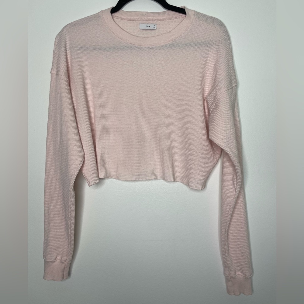 ARITZIA Tna baby pink Waffle Crew Boxy Longsleeve